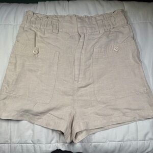 Linen Shorts Joie Beige Light Color Elastic Waistband Size Large